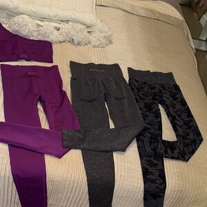 Trio of 3 sets and purple top NVGTN, GYMSHARK, BO-TEA